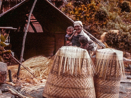 Himalayacalamus cupreus grain storage baskets, Seti Khola